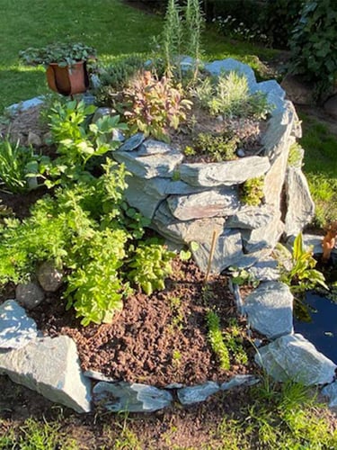 Mauersteine Schiefer Grün Verlegt